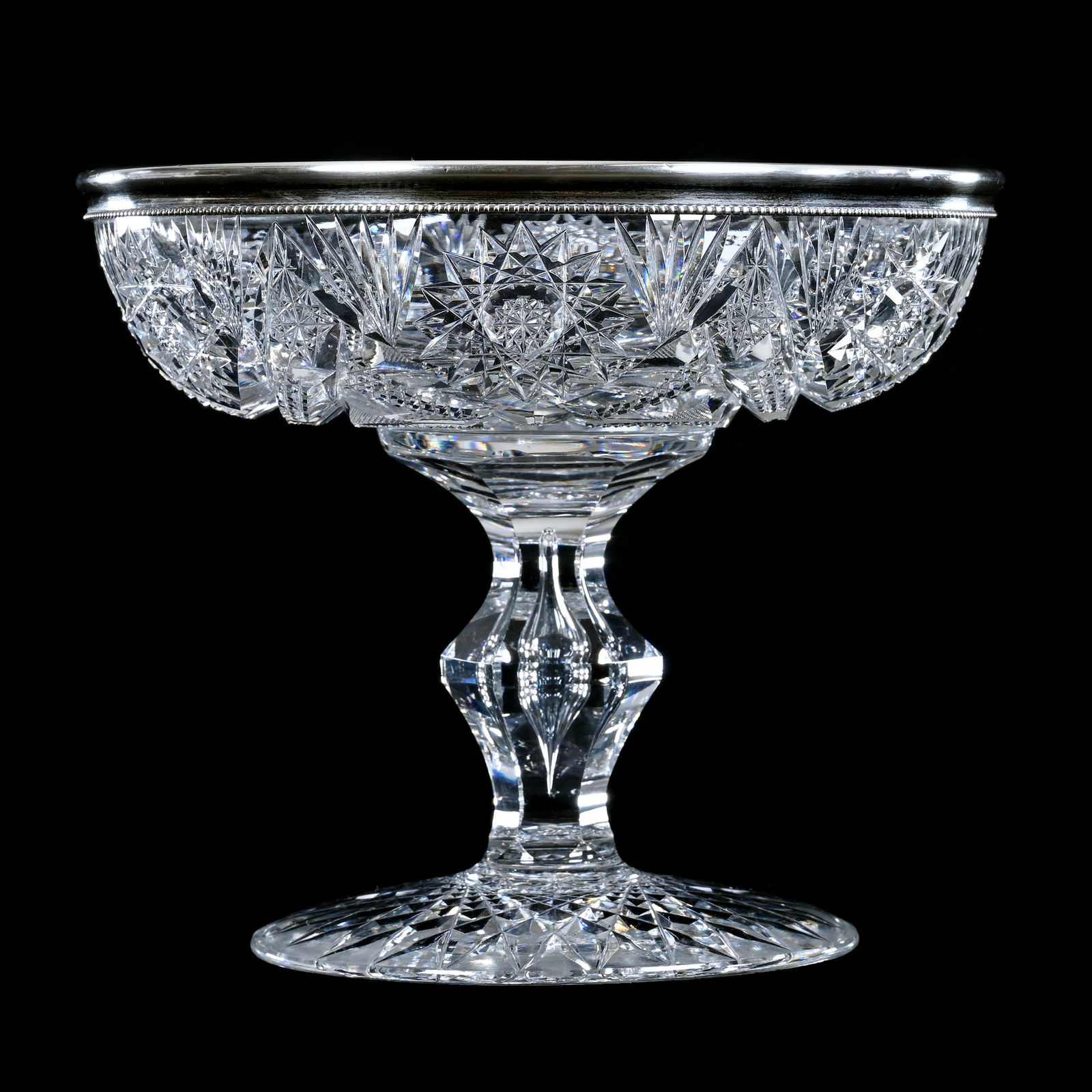 Compote, American Brilliant Cut Glass, Six-Point Star With Hobstar, Nailhead Diamond, Prism And Fan (1 of 5)