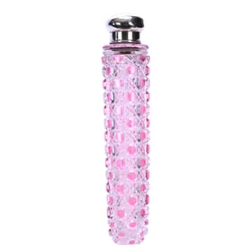 Lay Down Perfume Bottle, American Brilliant Cut Glass, Cranberry Cut To Clear Cane Pattern