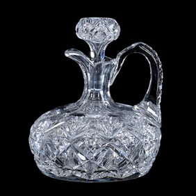 Ship's Decanter, American Brilliant Cut Glass, Marlboro Pattern By Dorflinger