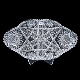 Ice Cream Tray, American Brilliant Cut Glass, Possible Crescent Pattern By Jewel Cut Glass