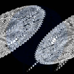 Bowl, American Brilliant Cut Glass, Wedgemere Pattern By Libbey: Bowl, American Brilliant Cut Glass, Wedgemere Pattern By Libbey, 4.25" x 10", Quality Example, Mike & Sandra Hackney, Georgia.