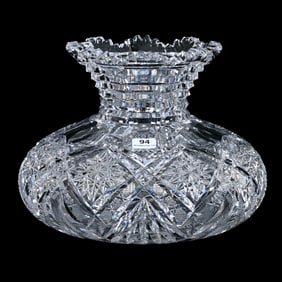 Flower Center, American Brilliant Cut Glass, Hobstar, Strawberry Diamond, Star, Prism, Fan & Feather