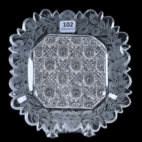 Square Plate/Card Tray, American Brilliant Cut Glass