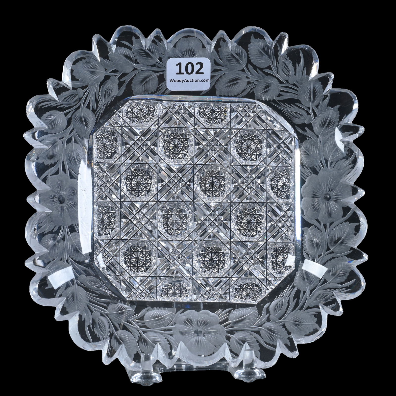 Square Plate/Card Tray, American Brilliant Cut Glass (1 of 4)