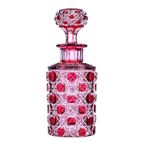 Cologne Bottle, BPCG, Red Cut To Clear, Hob Diamond By Val St. Lambert