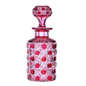 Cologne Bottle, BPCG, Red Cut To Clear, Hob Diamond By Val St. Lambert