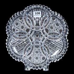 Plate, American Brilliant Cut Glass, Signed Clark Raphael Pattern