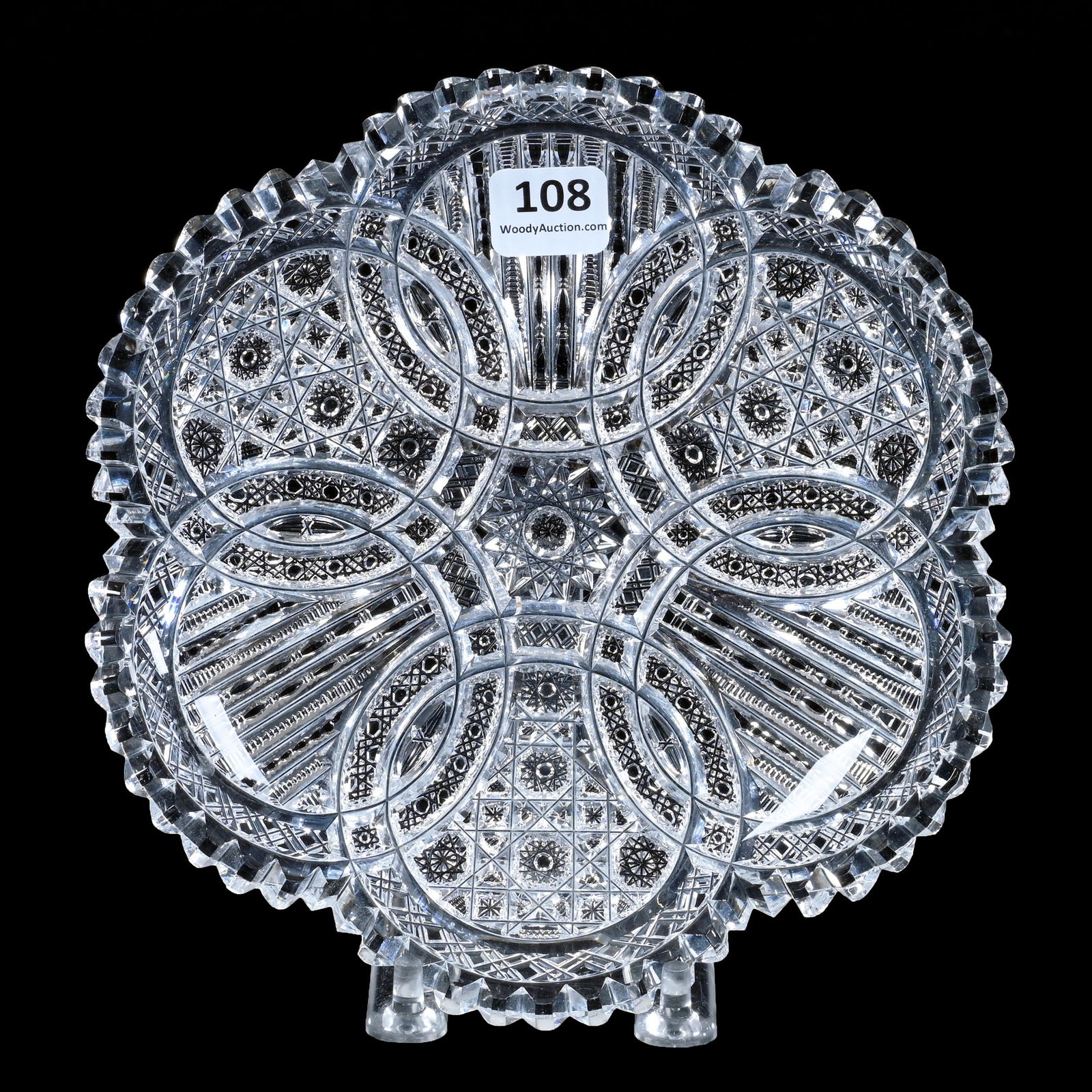 Plate, American Brilliant Cut Glass, Signed Clark Raphael Pattern: Plate, American Brilliant Cut Glass, Signed Clark Raphael Pattern, 7", One Slanted Tooth Chip, Mike & Sandra Hackney, Georgia.