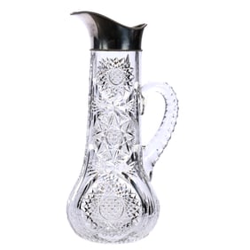 Tankard, American Brilliant Cut Glass, Well Cut Hobstar, Flashed Hobstar, Prism And Fan Motif