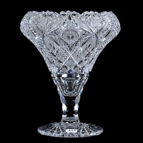Tazza, American Brilliant Cut Glass, Pattern #100 By Elmira