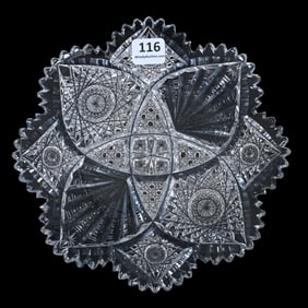 Plate, American Brilliant Cut Glass, Signed Hawkes Albion Pattern
