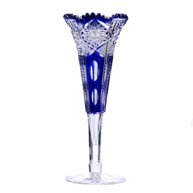 Trumpet Vase, BPCG, Cobalt Blue Cut To Clear