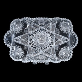Serving Tray, American Brilliant Cut Glass, Lavoy Pattern By Unger Brothers
