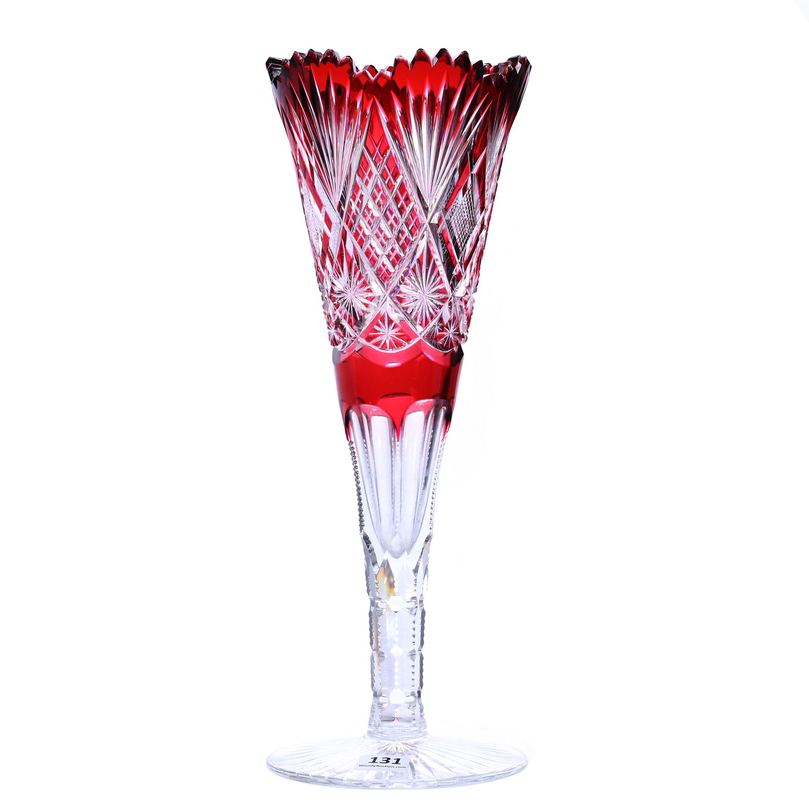 Trumpet Vase, BPCG, Red Cut To Clear (1 of 3)