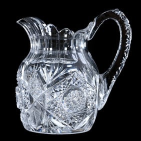 Jug, American Brilliant Cut Glass, Monarch Pattern By J. Hoare