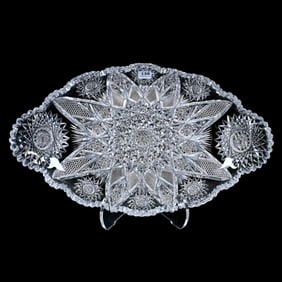 Ice Cream Tray, American Brilliant Cut Glass, Expanding Star Pattern