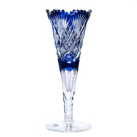 Trumpet Vase, BPCG, Cobalt Blue Cut To Clear