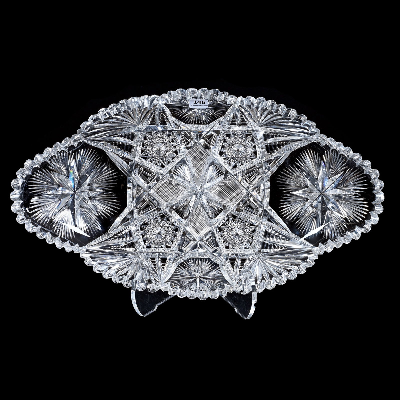 Ice Cream Tray, American Brilliant Cut Glass, Signed Fry Sunbeam Pattern (1 of 2)