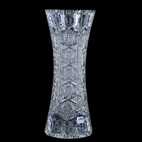 Vase, American Brilliant Cut Glass, Alhambra Pattern By Meriden