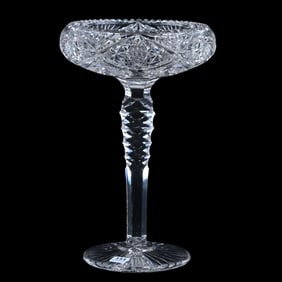 Compote, American Brilliant Cut Glass, Hobstar, Crosshatch, Zipper & Fan Motif