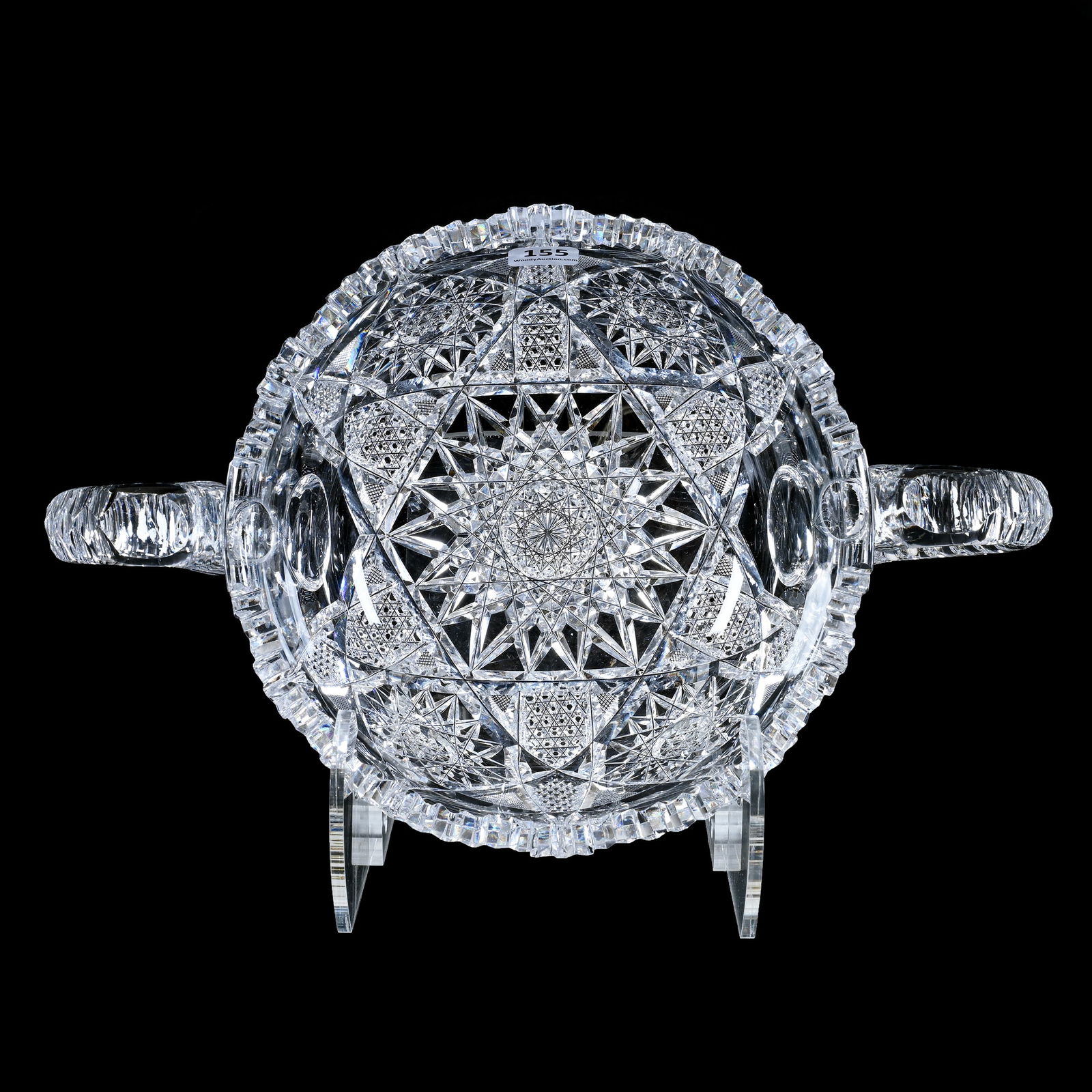 Bowl, Two Handles, American Brilliant Cut Glass, Sections Featuring Hobstar, Arch, Hob Button, (1 of 3)