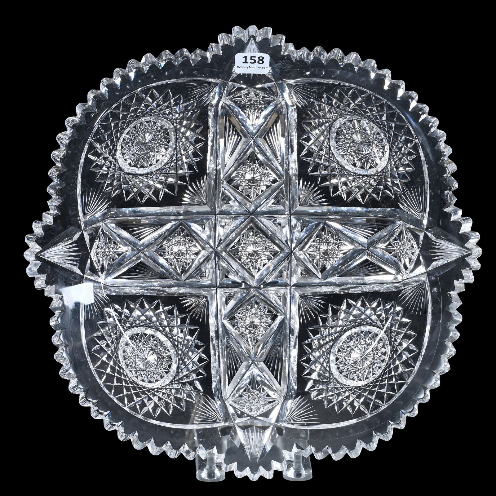 Round Tray, American Brilliant Cut Glass, Signed Libbey, Kingston Pattern (1 of 2)