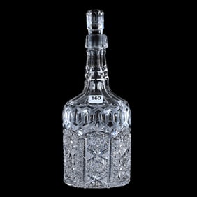 Whiskey Bottle, American Brilliant Cut Glass, Alhambra Pattern By Meriden