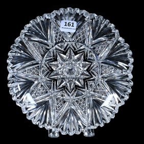 Plate, American Brilliant Cut Glass, Hobstar Center With Ten Sections Featuring Crosscut Diamond,