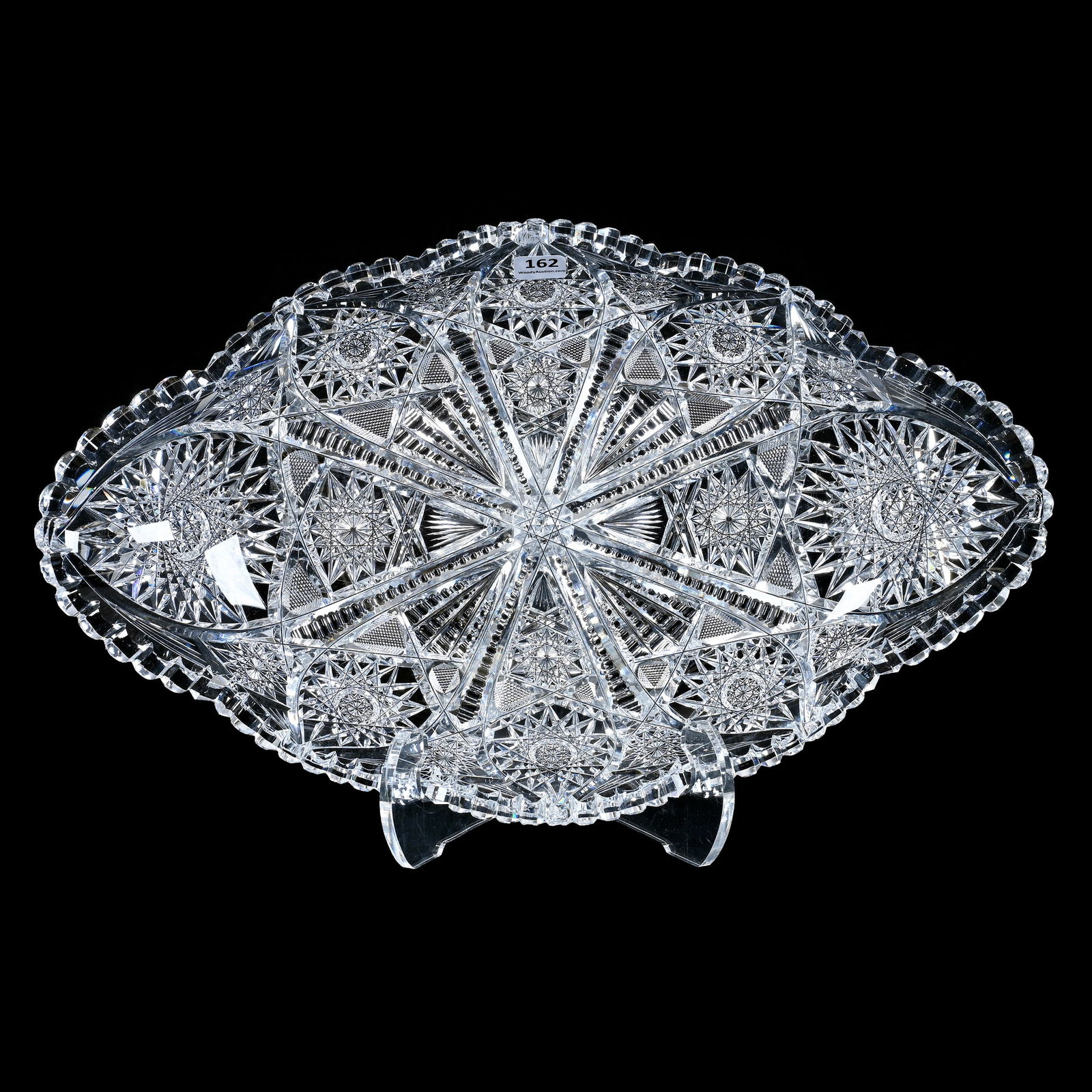 Ice Cream Tray, American Brilliant Cut Glass, Estelle Pattern By Pairpoint: Ice Cream Tray, American Brilliant Cut Glass, Estelle Pattern By Pairpoint, 17" x 10", Beautiful Blank, Well Done, Pattern Chip, Tooth Chips, Georgia Private Collection.