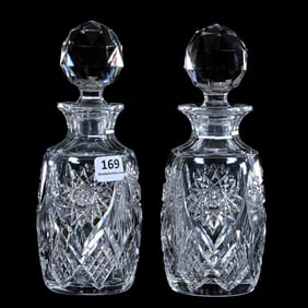 Pair Cologne Bottles, American Brilliant Cut Glass, Essex Pattern By Dorflinger