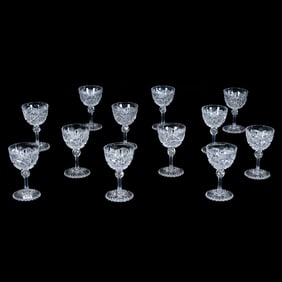 (12) Wine Stems, American Brilliant Cut Glass, Acme Pattern By J. Hoare