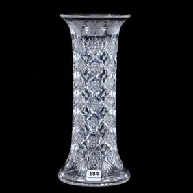 Vase, American Brilliant Cut Glass, Signed Sinclaire Snowflake And Holly Pattern