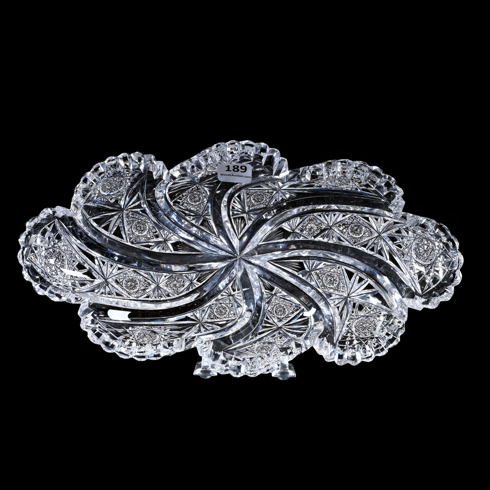 Celery Tray, Blown Mold, American Brilliant Cut Glass, Signed Hawkes Kohinoor Pattern (1 of 2)