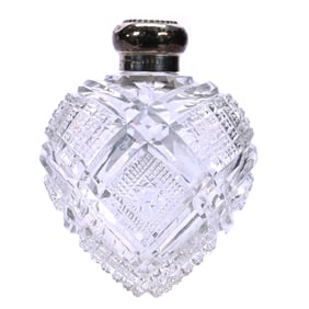 Perfume Bottle, Heart Shape, Newark Pattern By Unger Brothers