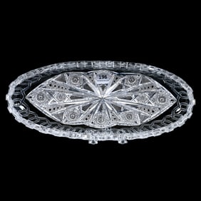 Celery Tray, American Brilliant Cut Glass, Alhambra Pattern By Meriden