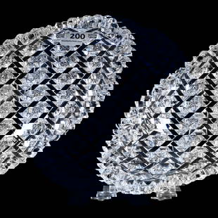 Bowl, American Brilliant Cut Glass, Signed Egginton Trellis Pattern: Bowl, American Brilliant Cut Glass, Signed Egginton Trellis Pattern, 2.25" x 7", Good Fluorescence Under Black Light, Nice Example, Tooth Chip, Tooth Nick, Mike & Sandra Hackney, Georgia.