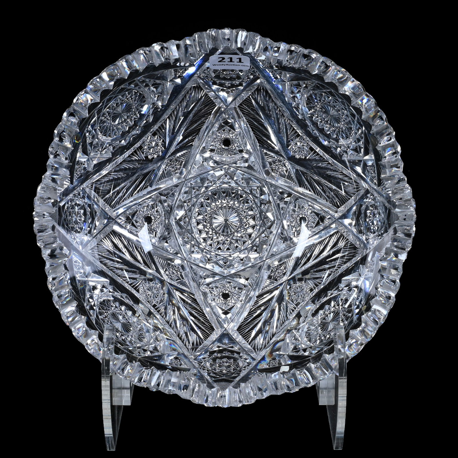 Bowl, American Brilliant Cut Glass, Signed Libbey Diana Pattern (1 of 3)