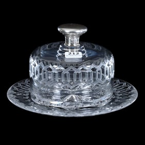 Rare Covered Butter Dish, American Brilliant Cut Glass, Alhambra Pattern By Meriden