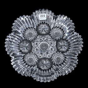 Round Tray/Plate, American Brilliant Cut Glass, Roland Pattern By Pitkin And Brooks