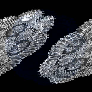 Round Tray/Plate, American Brilliant Cut Glass, Roland Pattern By Pitkin And Brooks: Round Tray/Plate, American Brilliant Cut Glass, Roland Pattern By Pitkin And Brooks, 9", Rim Chips, Sherri Schott Collection, Kansas.