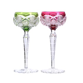 Pair Wine Stems, BPCG, Color Cut To Clear