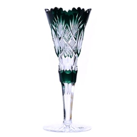Trumpet Vase, BPCG, Emerald Green Cut To Clear
