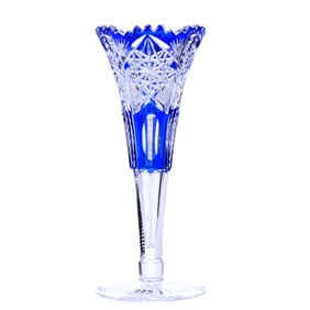 Trumpet Vase, BPCG, Cobalt Blue Cut To Clear