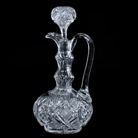 Decanter, American Brilliant Cut Glass, Harvard Pattern By Libbey