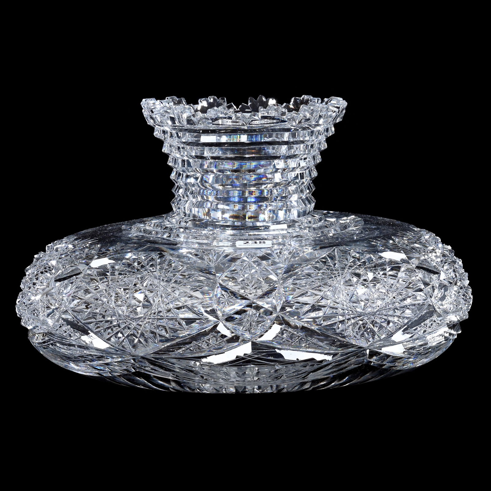 Flower Center, American Brilliant Cut Glass, Hobstar, Vesica, Button And Fan Motif (1 of 8)