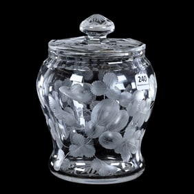 Covered Jar, BPCG, Finely Engraved Gooseberry Decor