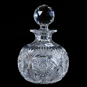 Large Cologne Bottle, American Brilliant Cut Glass, Pattern Resembles Creswick By Egginton