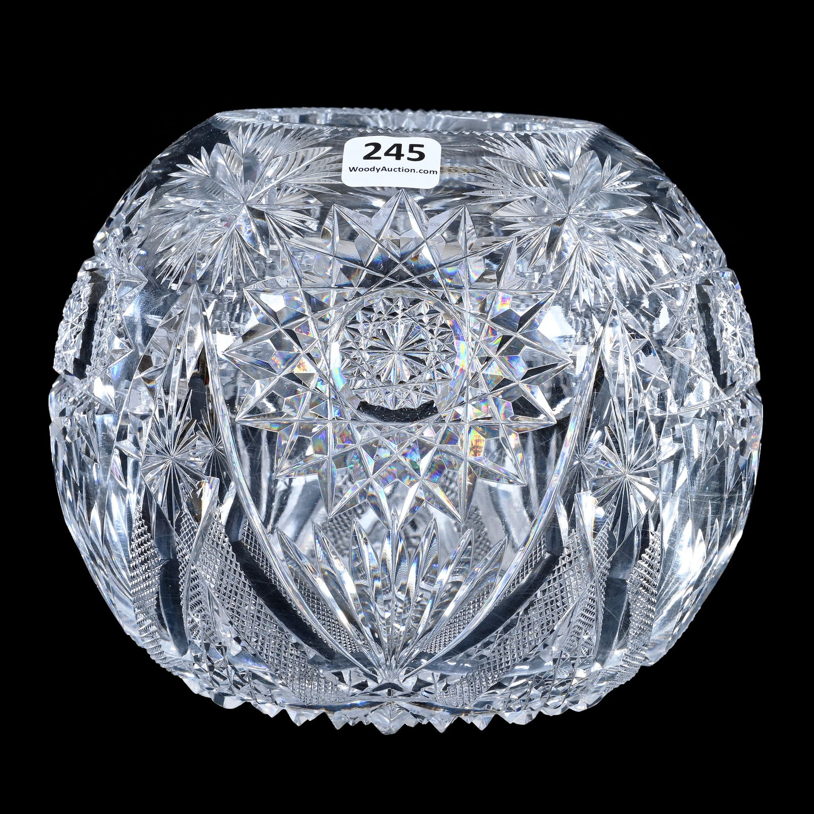 Rose Bowl, American Brilliant Cut Glass, "La Voy" Pattern By Unger Bros. (1 of 4)