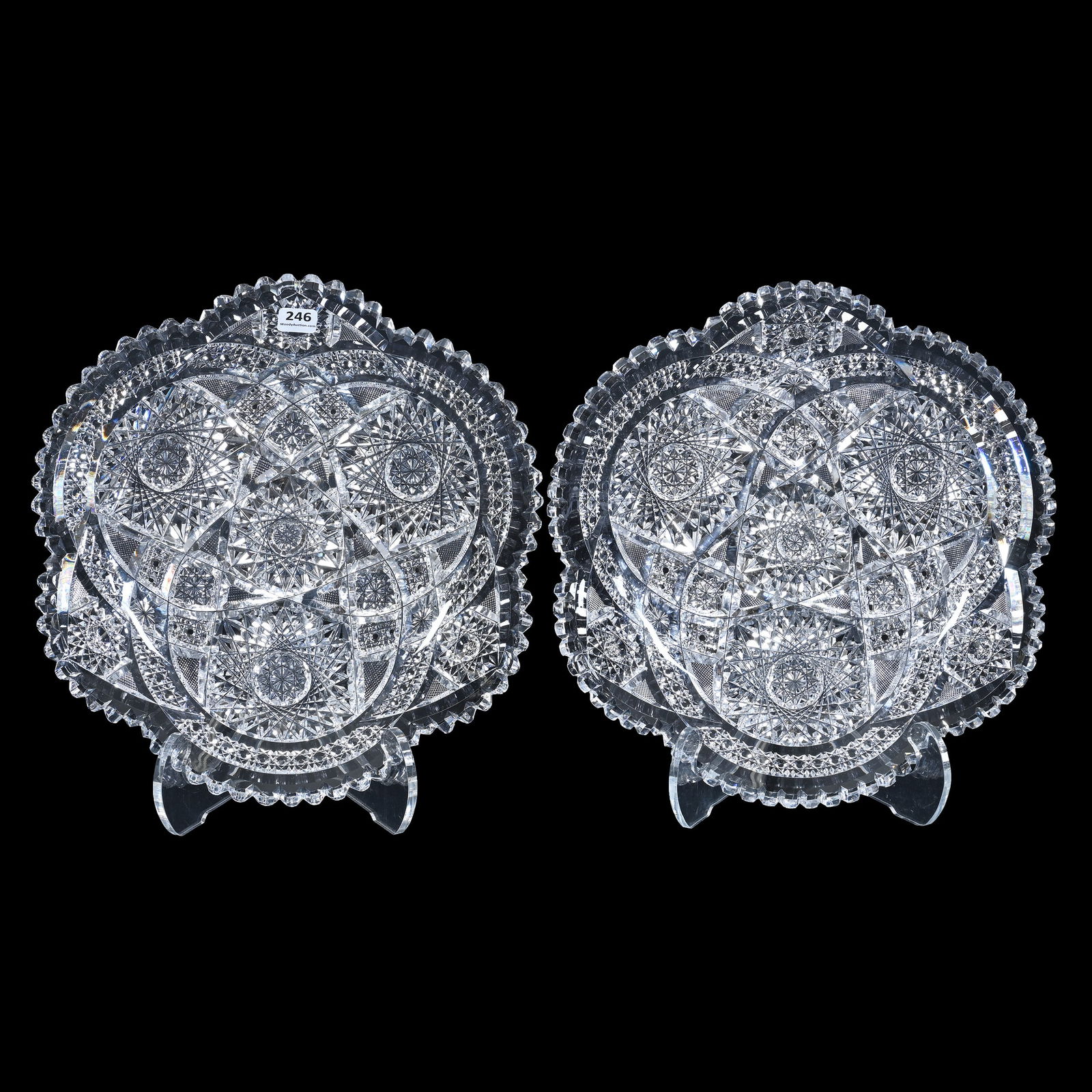 Pair Round Trays, American Brilliant Cut Glass, Unidentified Cutter (1 of 2)