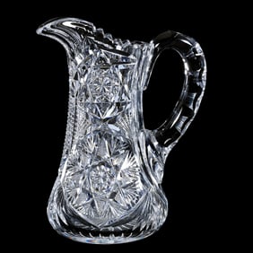 Milk Pitcher, American Brilliant Cut Glass, Pattern #136 By Meridan